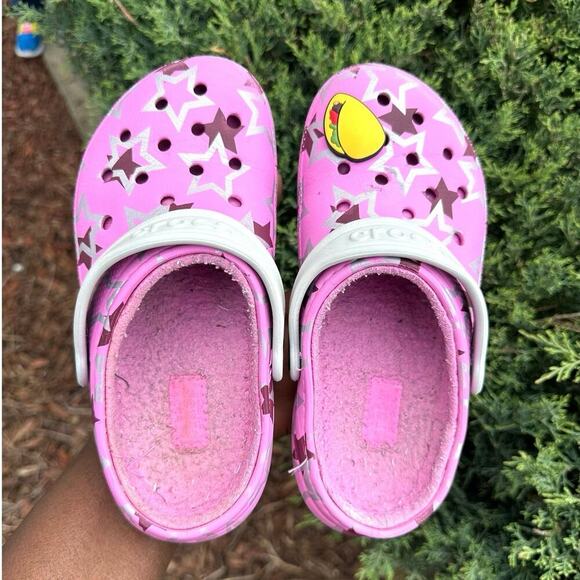Crocs Kids Classic Lined Disco Dance Party Clogs‎  Size J 1 Pink Sandals - Picture 8 of 14